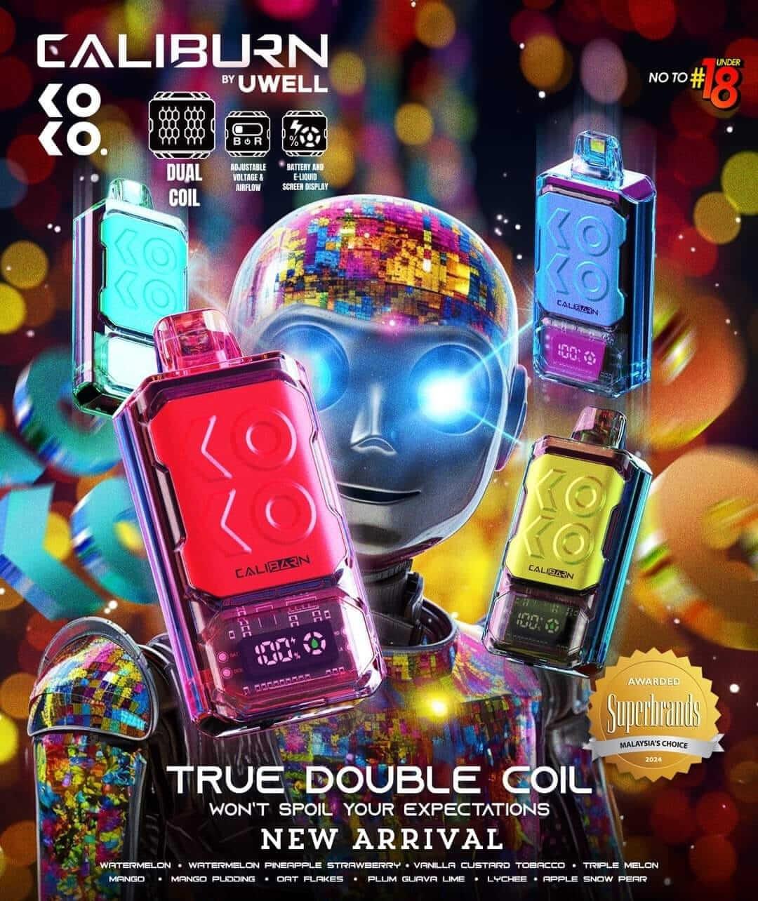 Analyzing image uwell_caliburn_koko_bar_12000_puffs_poster_(SG VAPE DELIVERY SHOP)